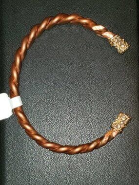 Women's 100% copper bracelet; hand made with 8mm copper and plated ends_$30 each
